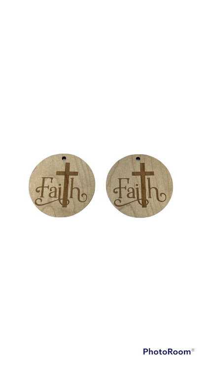 2 Sided faith wood earring blanks, wood cutouts, earring blanks