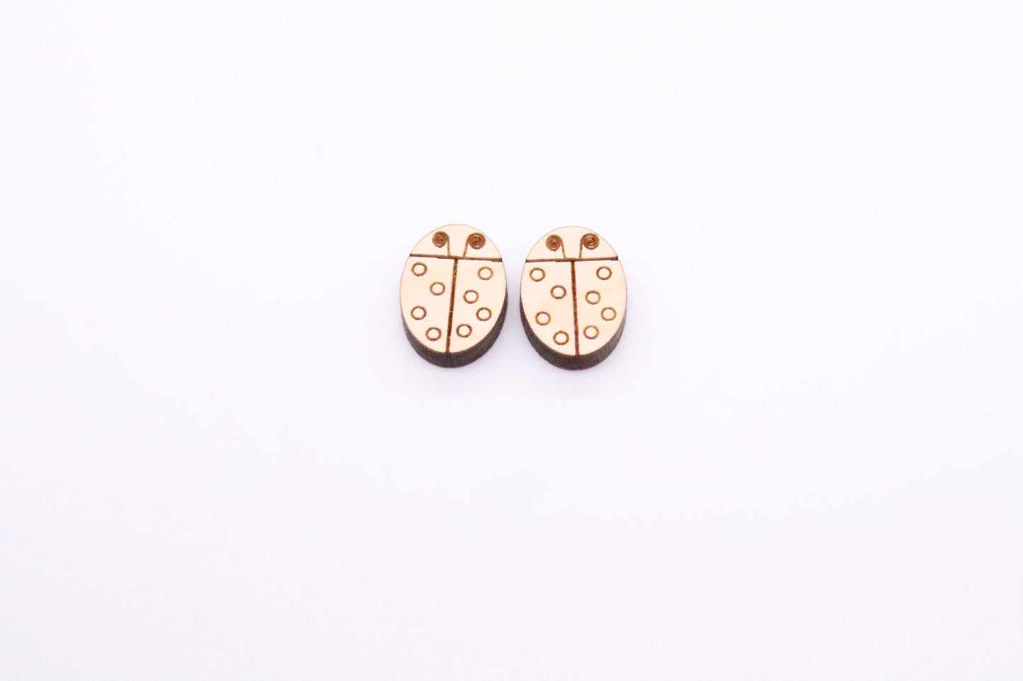 Lady bug studs, earring blanks, wood cutouts