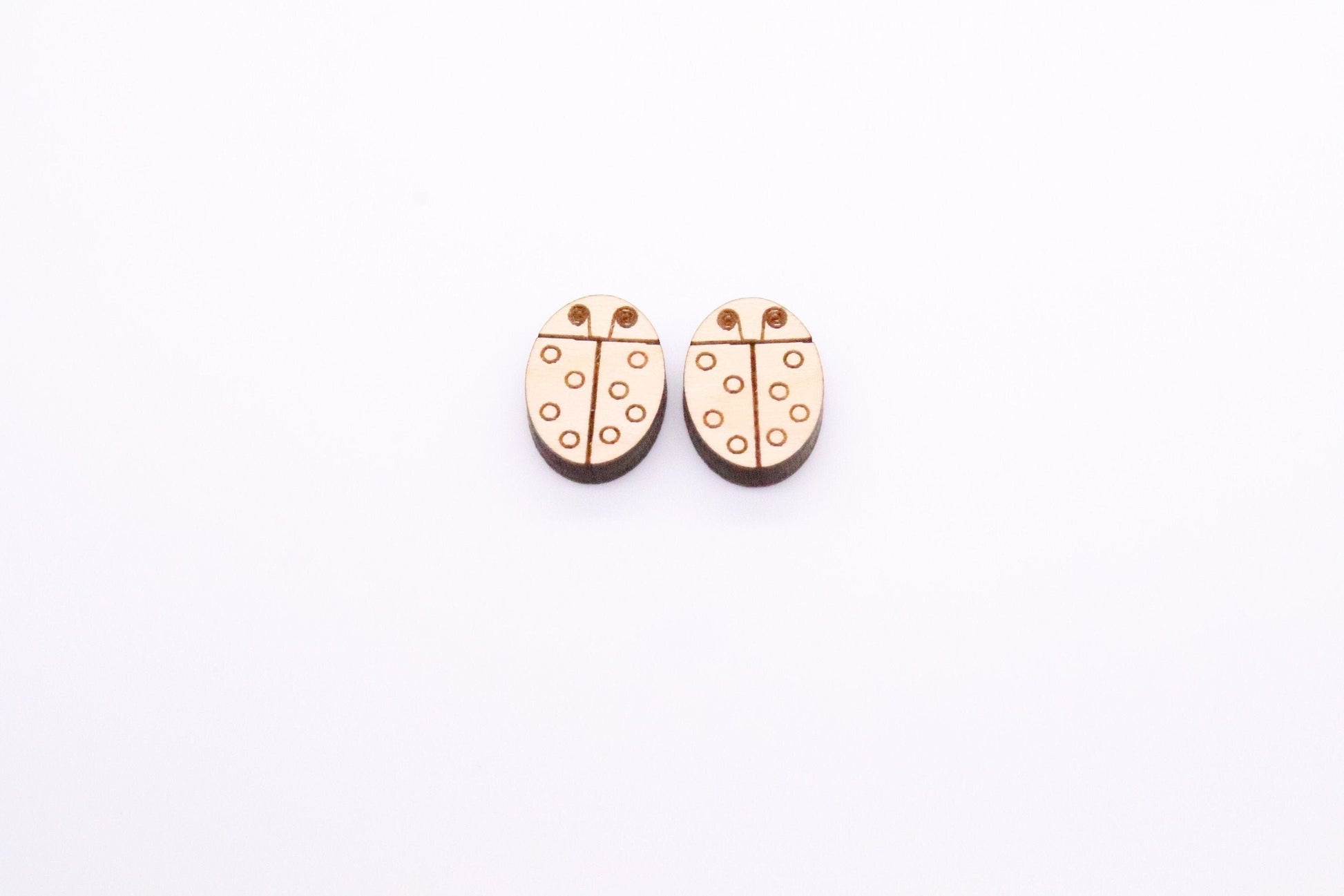 Lady bug studs, earring blanks, wood cutouts