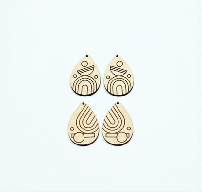 Teardrop wood earring blanks, DIY earrings, earring blanks, sold per set