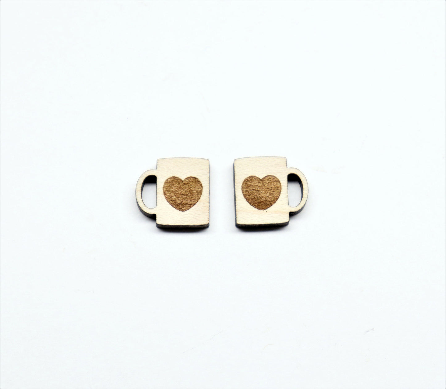 Coffee cup studs, DIY earrings, earring blanks, wood studs, sold per set