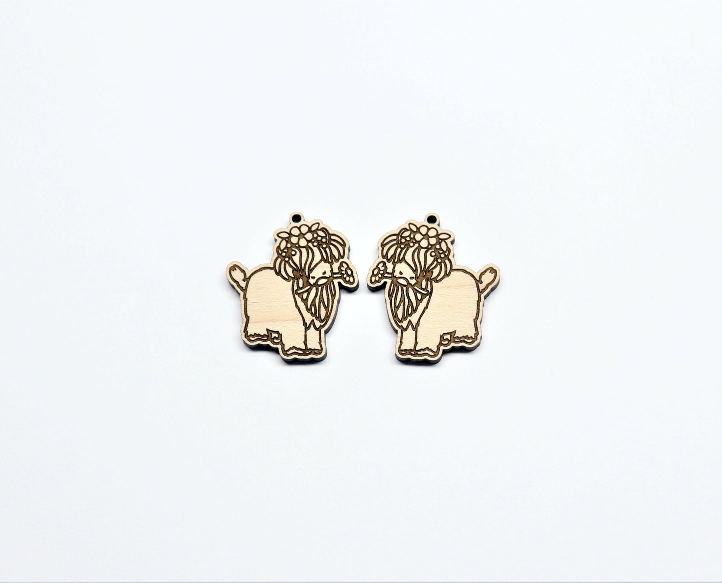 Highland cow earrings, laser cut blanks, sold per pair