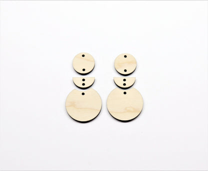 3 Piece Wood earring blanks, earring findings