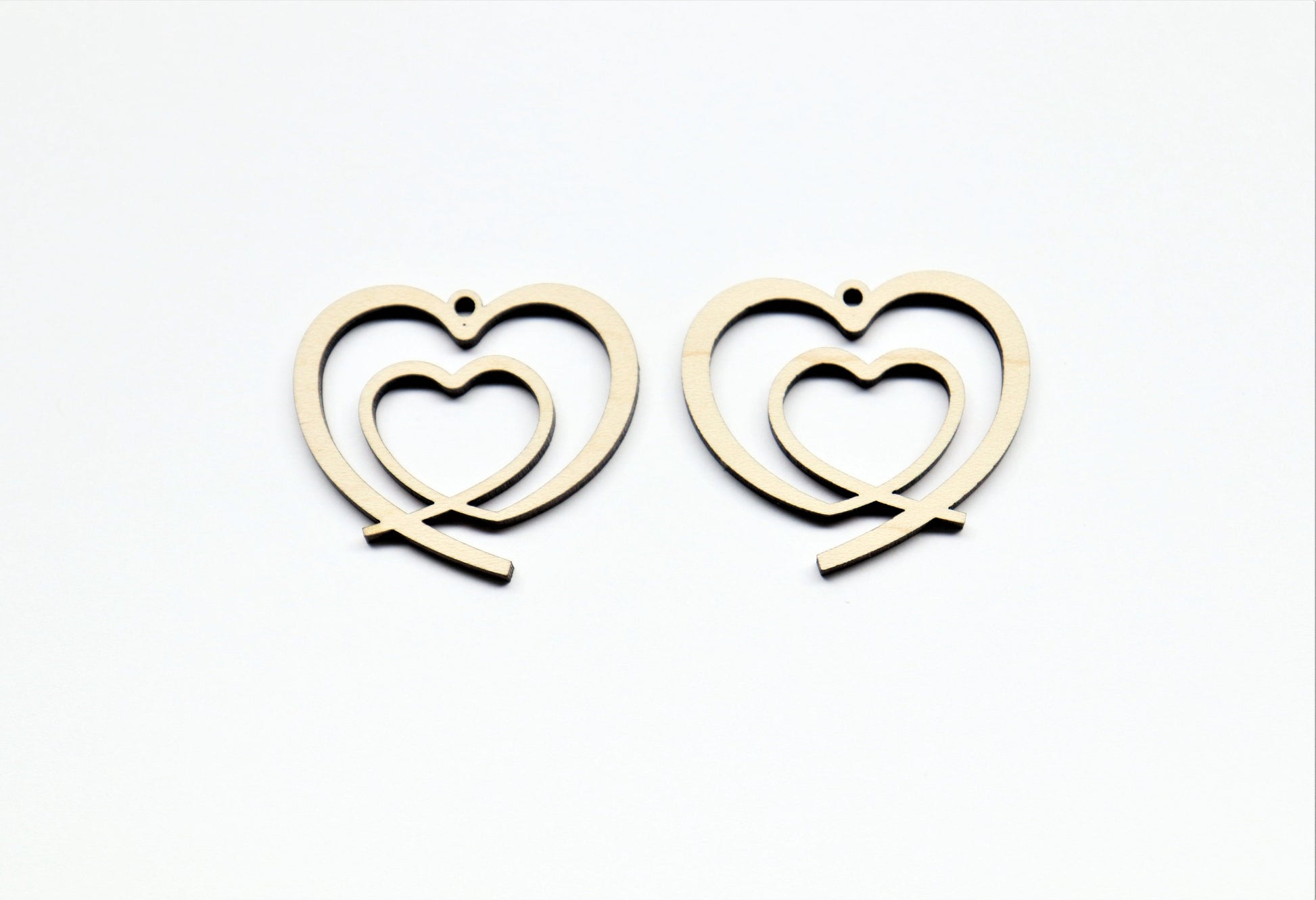 Heart earring blanks, wood cutouts, earring blanks