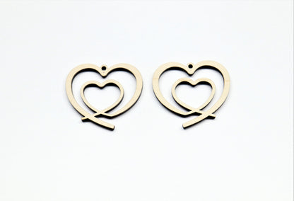 Heart earring blanks, wood cutouts, earring blanks