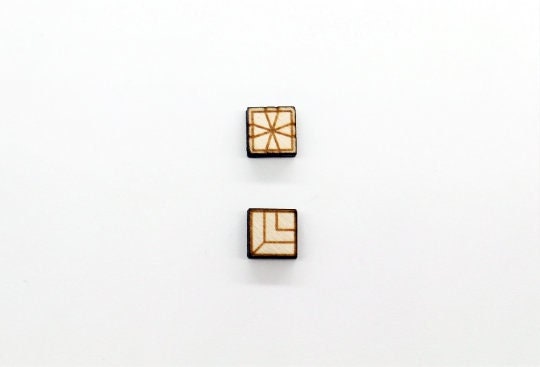 Square stud blanks, wood studs, earring blanks