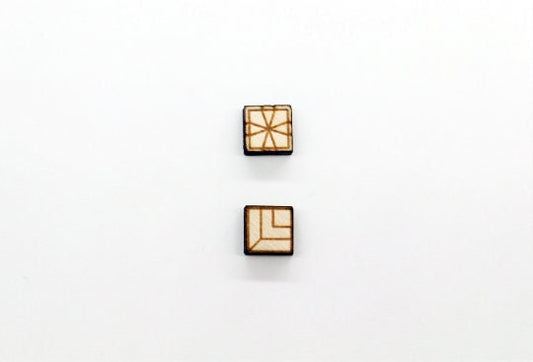 Square stud blanks, wood studs, earring blanks