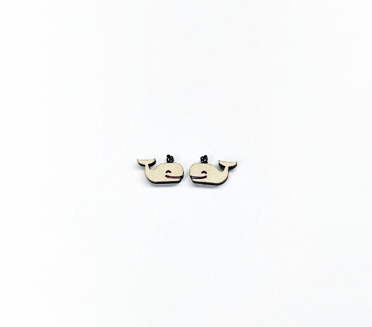 Whale stud blanks, wood studs, earring blanks