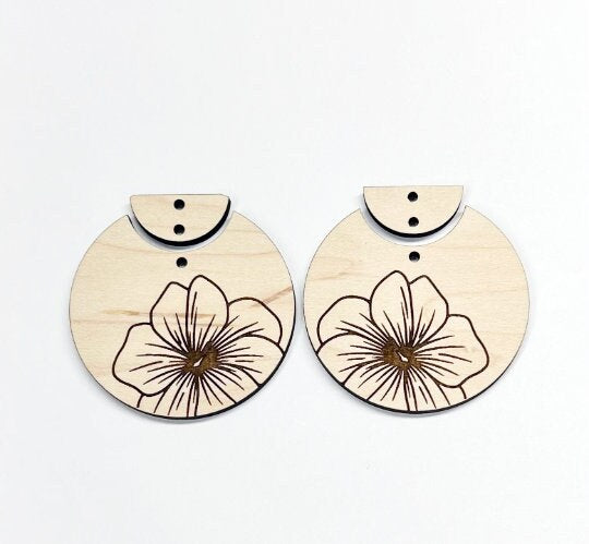 Flower wood blanks, earring blanks, wood blanks