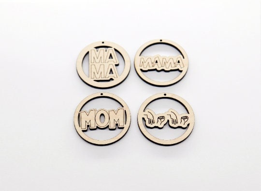 Mama earring blanks, wood cutouts, earring blanks