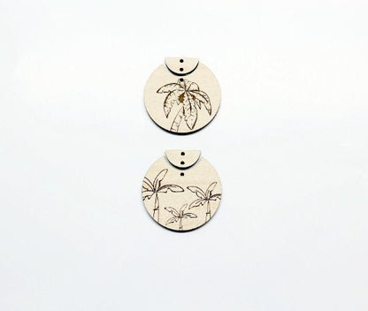 Round wood earring blanks, palm tree earrings, DIY earrings, earring blanks, sold per set