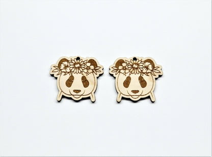 Panda earrings, wood earring blanks, panda cutouts