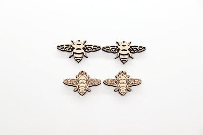 Bee wood earring blanks, bee earrings, earring blanks