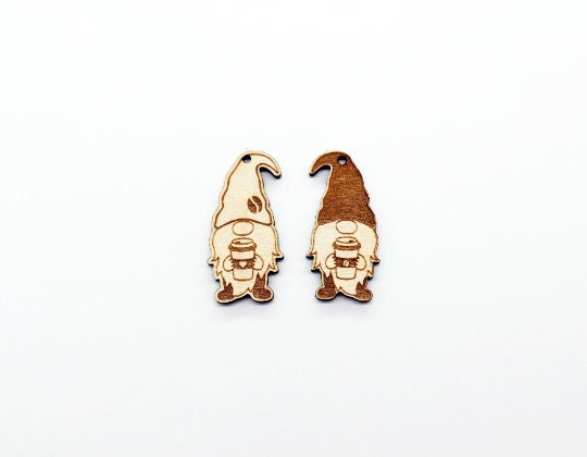 Coffee gnome earring blanks, wood cutouts, earring blanks