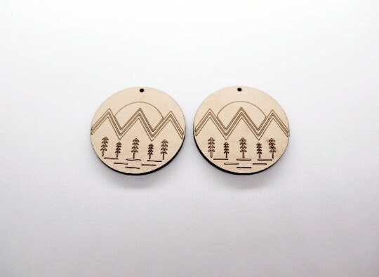 Mountain setting earring blanks, wood cutouts