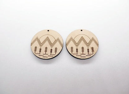 Mountain setting earring blanks, wood cutouts