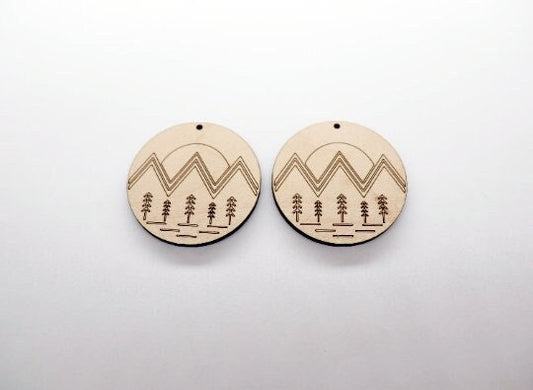 Mountain setting earring blanks, wood cutouts