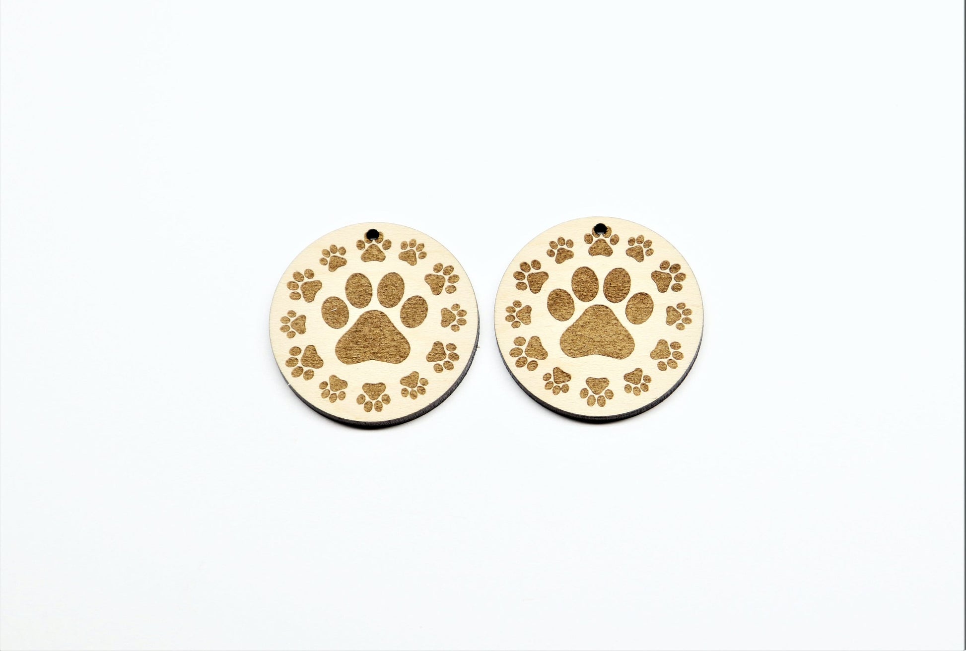 Paw print earrings, Wood earring blanks, DIY earrings, earring blanks, sold per set