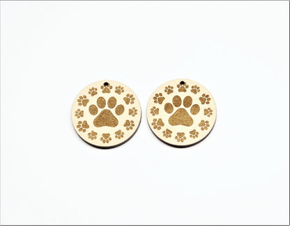 Paw print earrings, Wood earring blanks, DIY earrings, earring blanks, sold per set