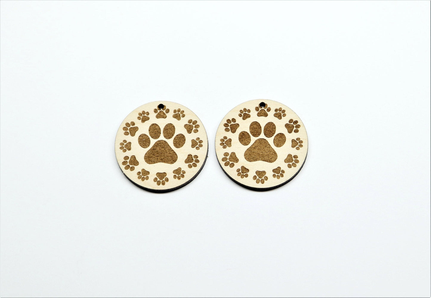 Paw print earrings, Wood earring blanks, DIY earrings, earring blanks, sold per set