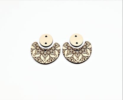 2 Piece earrings, wood blanks,  sold per set