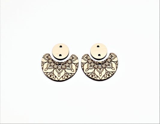 2 Piece earrings, wood blanks,  sold per set