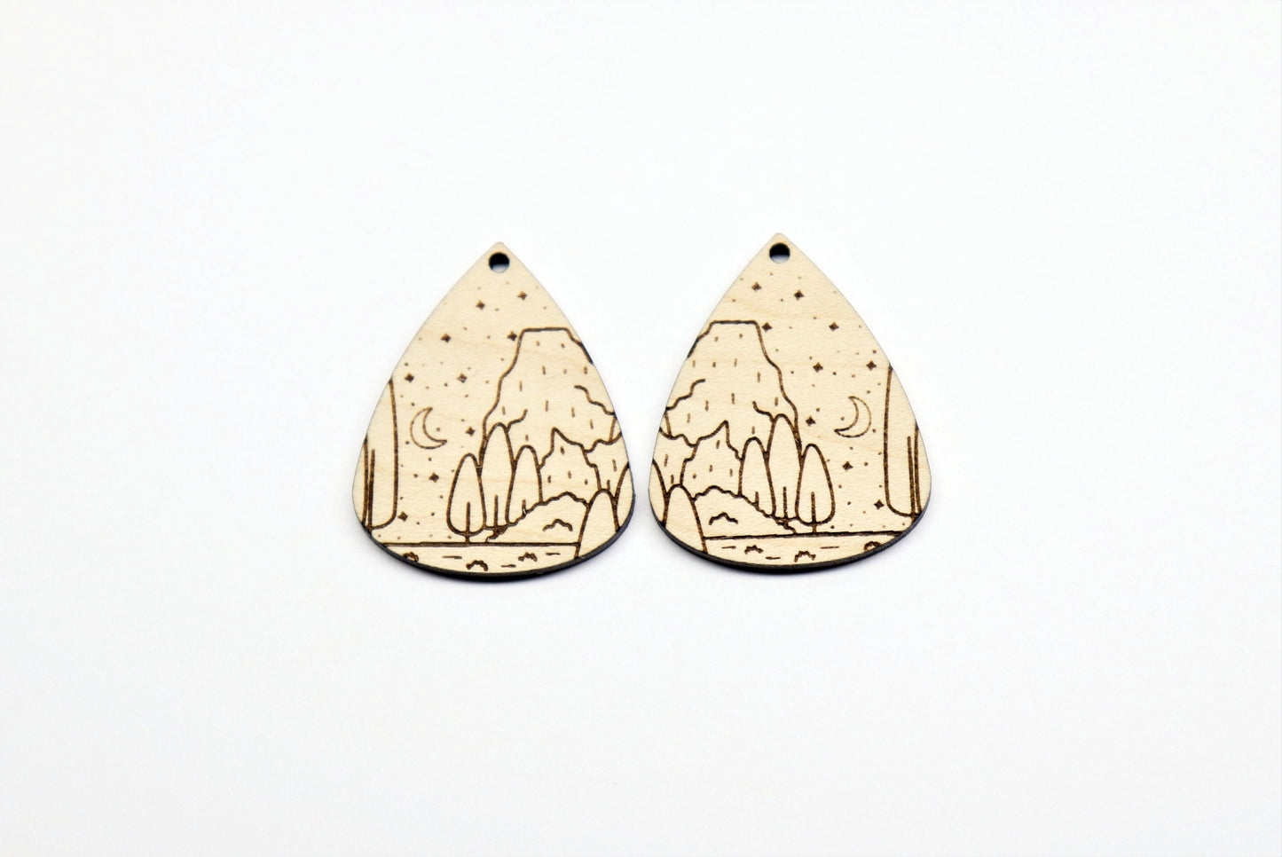 Teardrop wood earring blanks, DIY earrings, earring blanks, sold per set