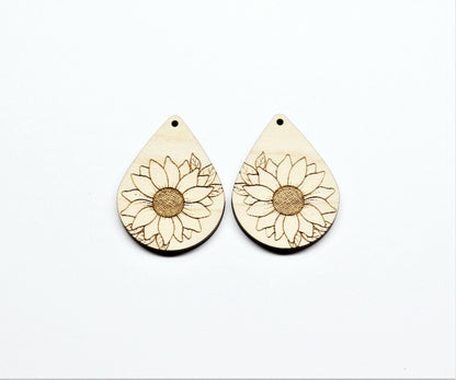 Sunflower earring blanks, DIY earrings, earring blanks, sold per set