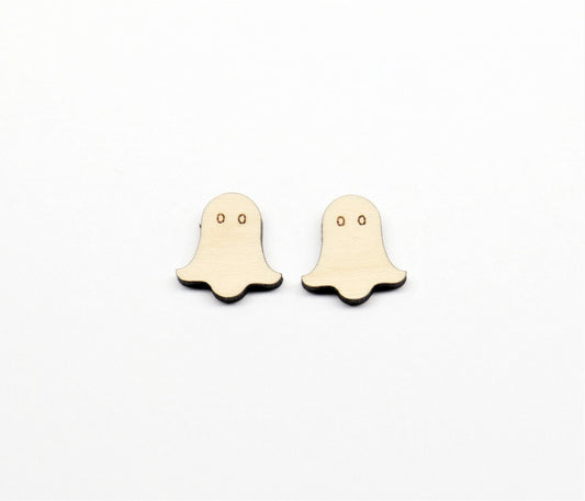 Ghost stud earring blanks, earring blanks, wood cutouts