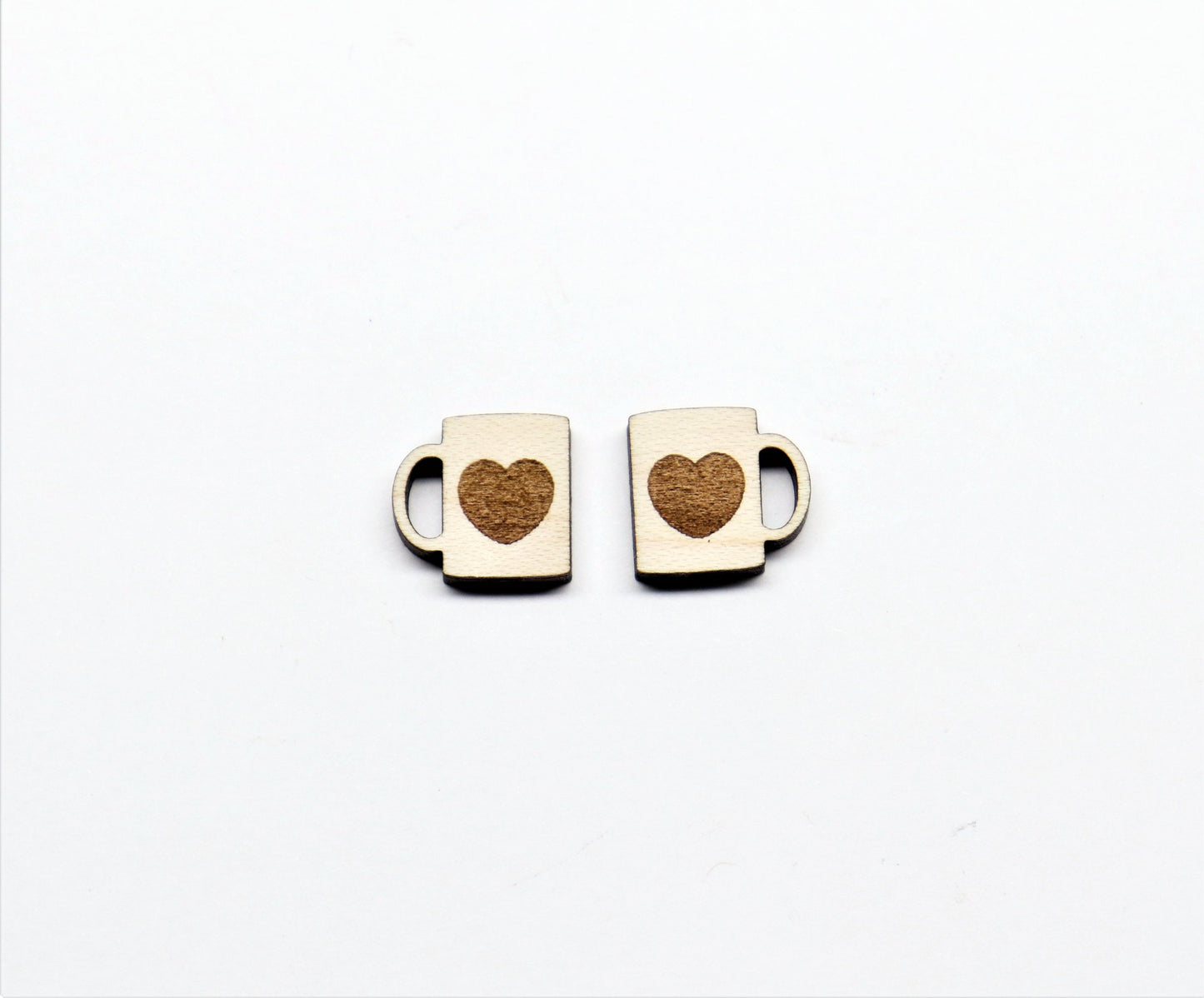 Coffee cup studs, DIY earrings, earring blanks, wood studs, sold per set