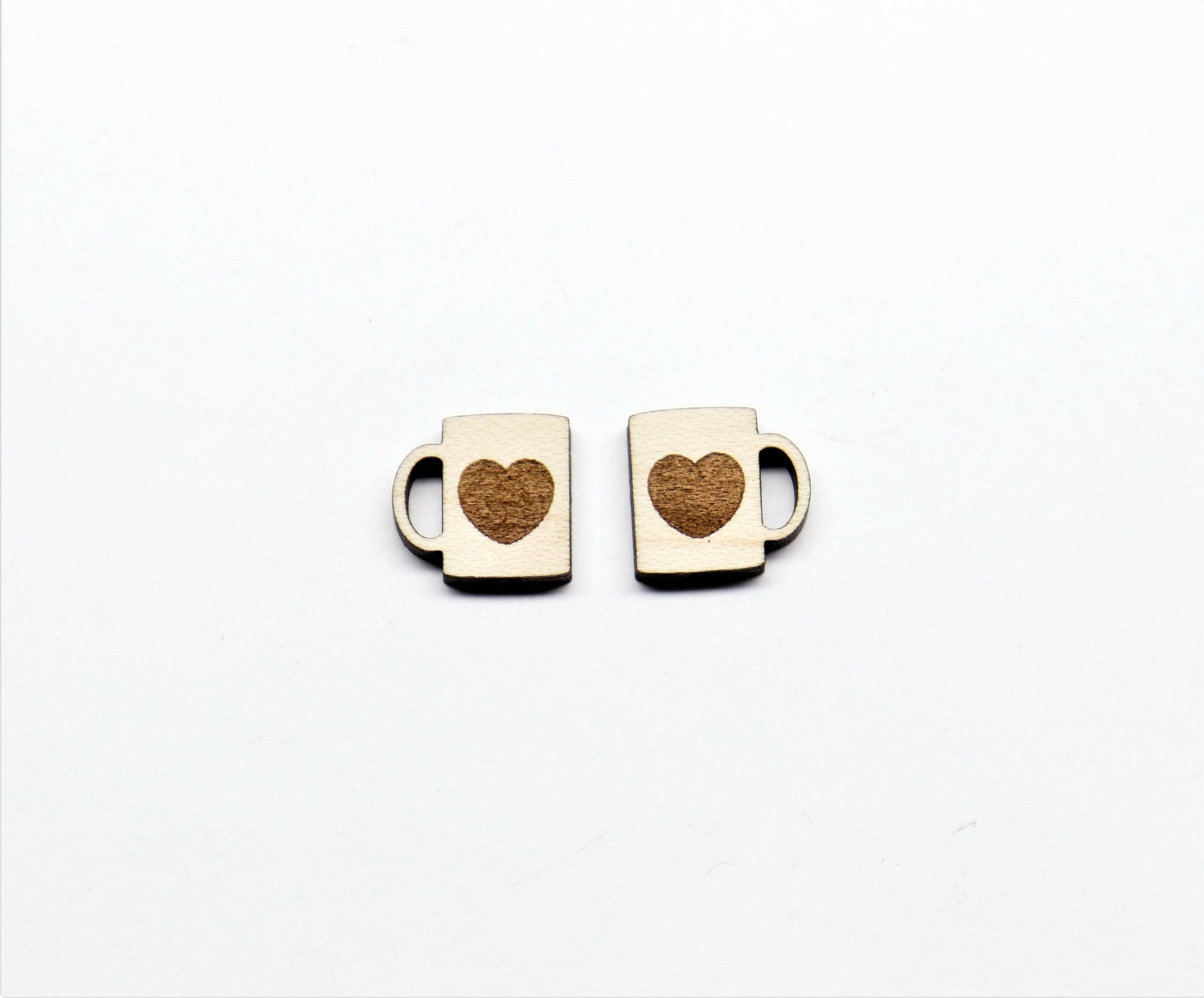 Coffee cup studs, DIY earrings, earring blanks, wood studs, sold per set