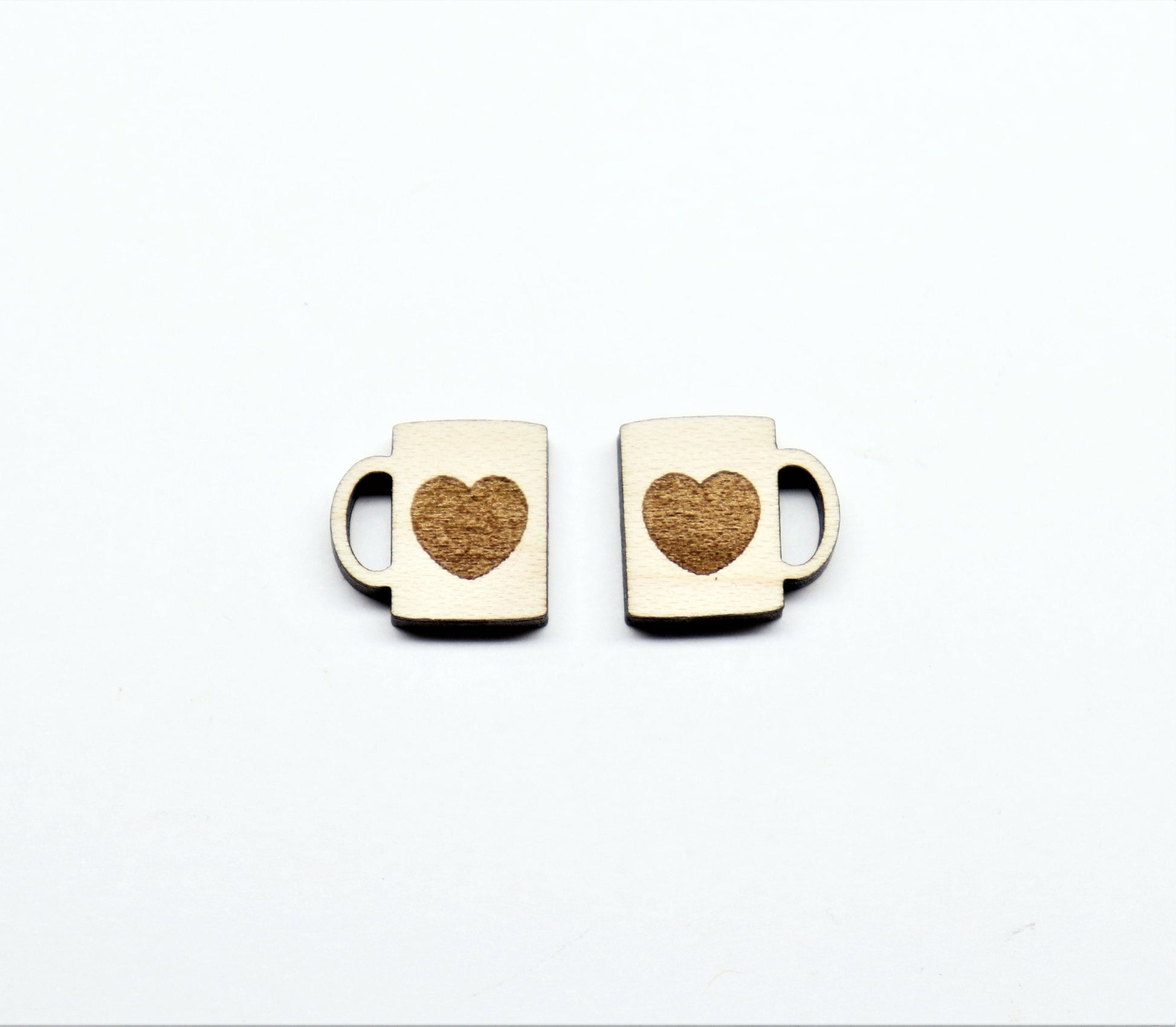 Coffee cup studs, DIY earrings, earring blanks, wood studs, sold per set