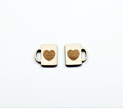 Coffee cup studs, DIY earrings, earring blanks, wood studs, sold per set