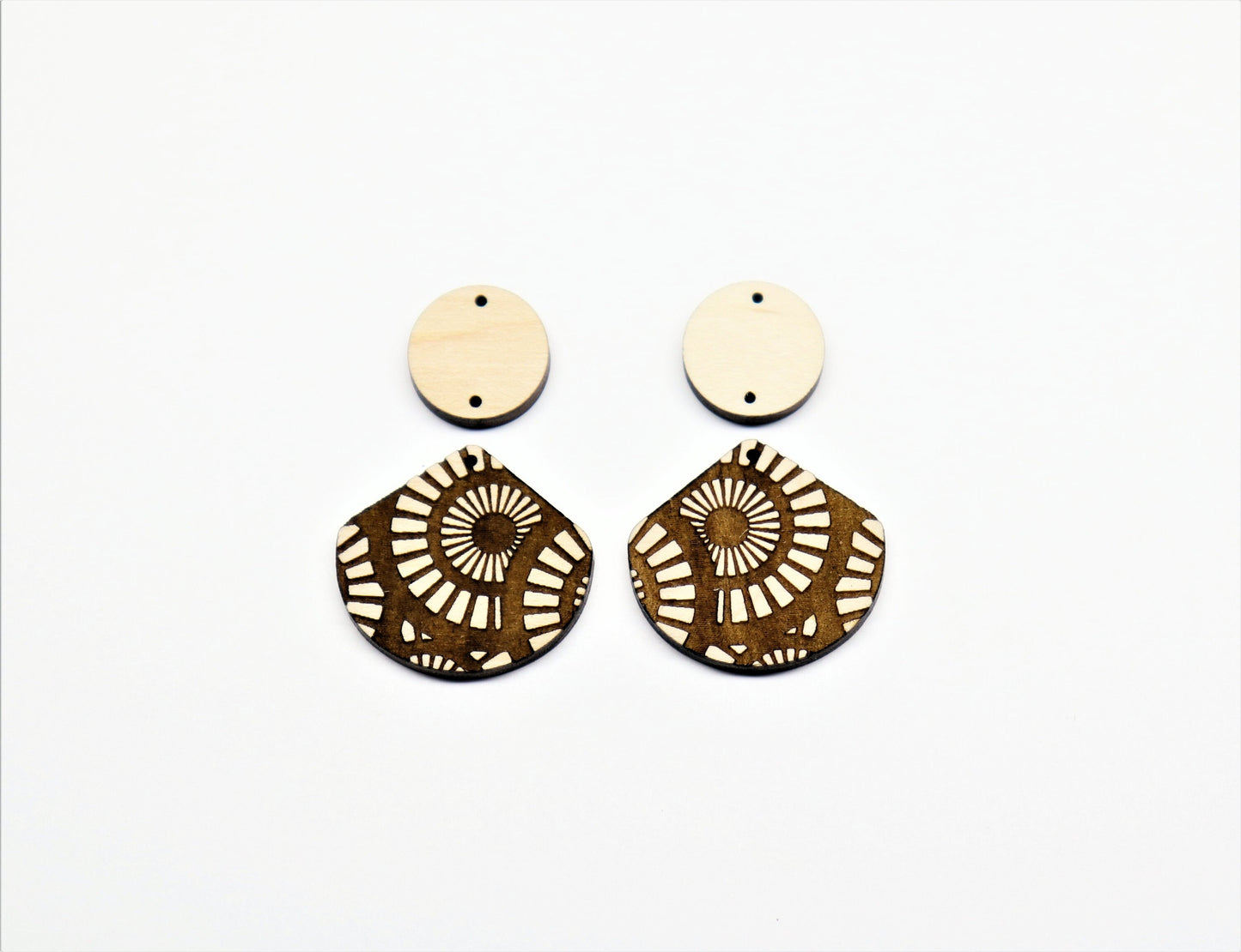 2 Piece earrings, wood blanks,  sold per set