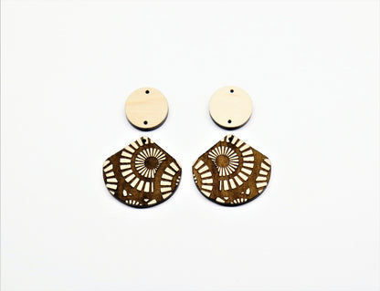 2 Piece earrings, wood blanks,  sold per set