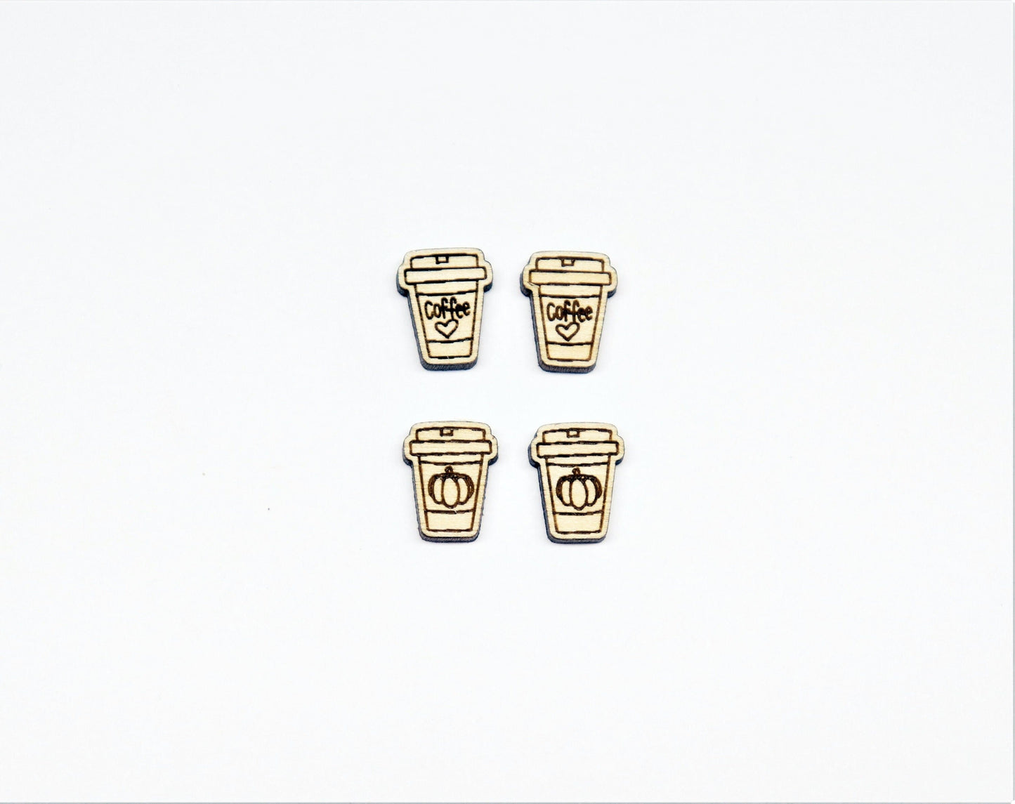 Coffee cup studs, DIY earrings, earring blanks, wood studs, sold per set