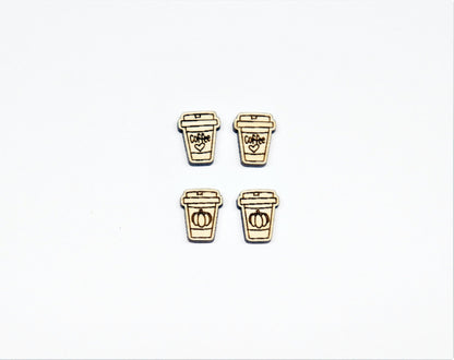 Coffee cup studs, DIY earrings, earring blanks, wood studs, sold per set