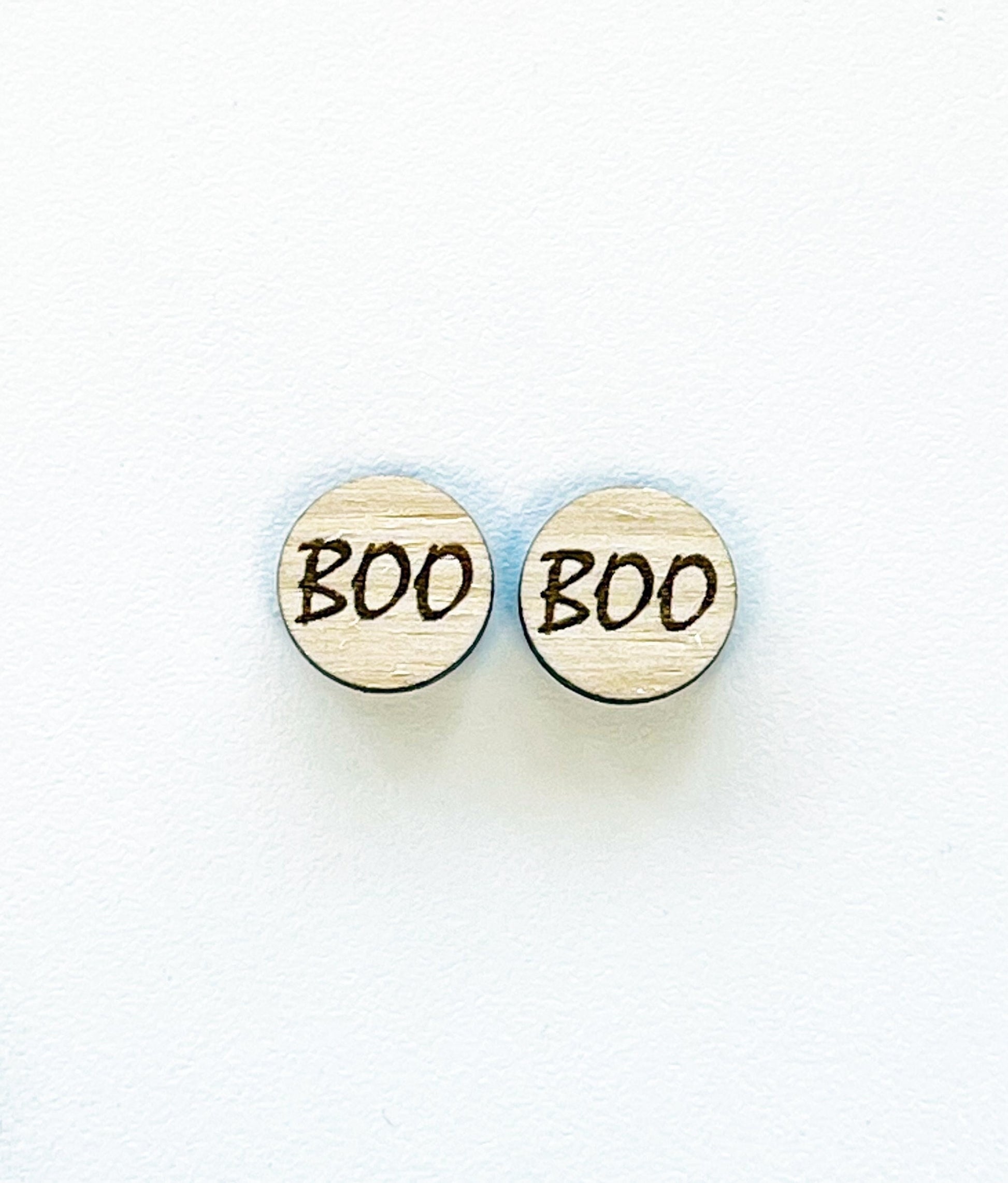 Boo studs, DIY earrings, earring blanks, wood studs, sold per set