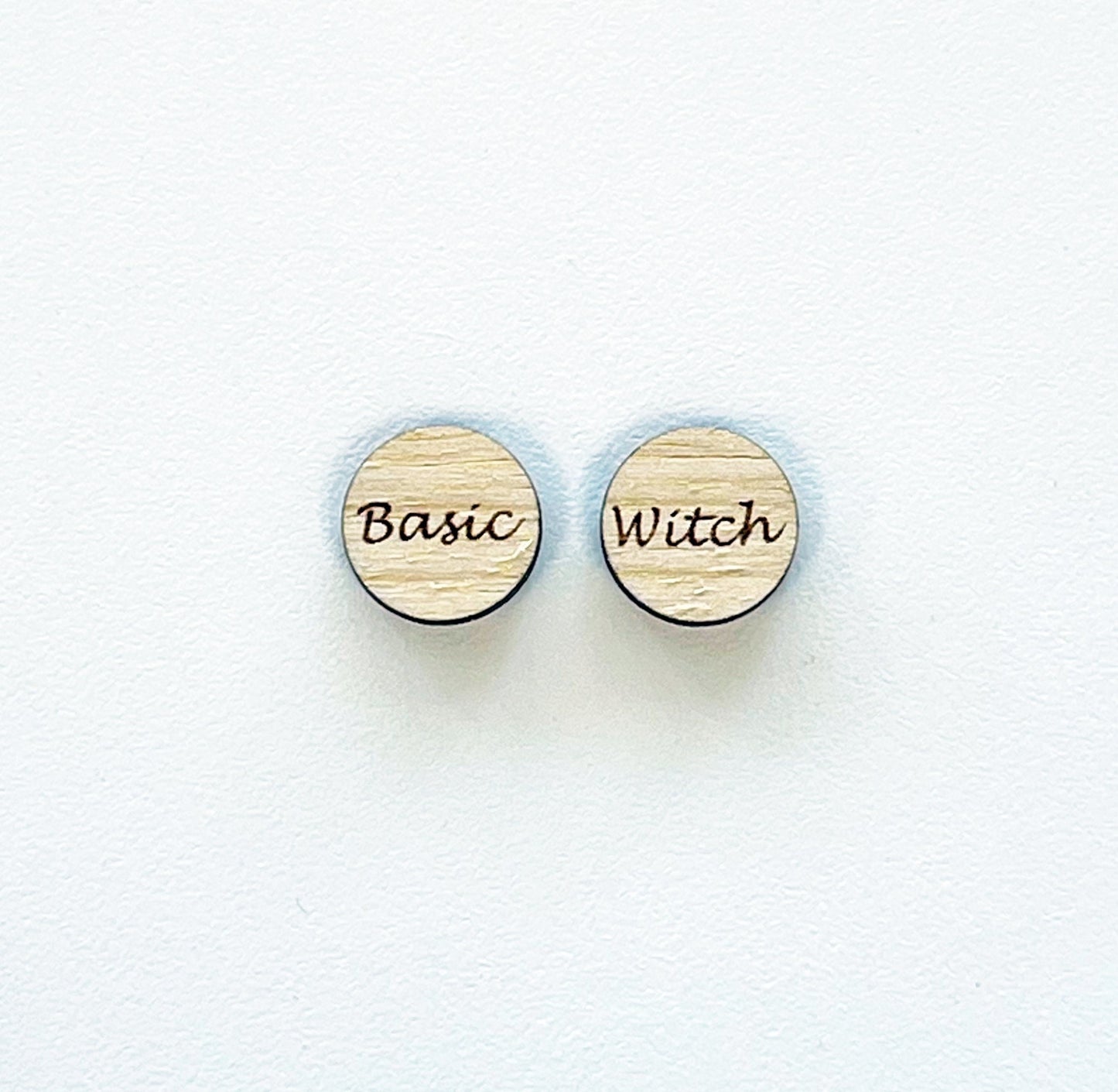 Witch studs, DIY earrings, earring blanks, wood studs, sold per set