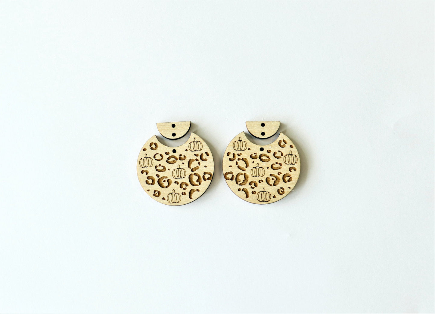 Pumpkin cheetah  earring blanks, wood blanks