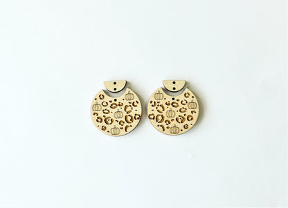 Pumpkin cheetah  earring blanks, wood blanks