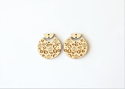 Pumpkin cheetah  earring blanks, wood blanks