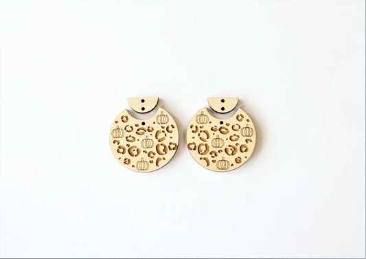 Pumpkin cheetah  earring blanks, wood blanks