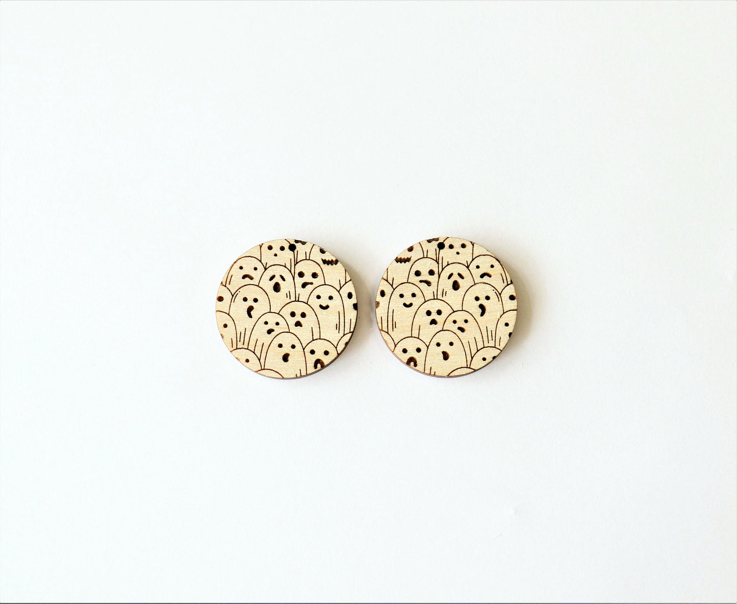 Round Ghost earring blanks, earring blanks, wood cutouts