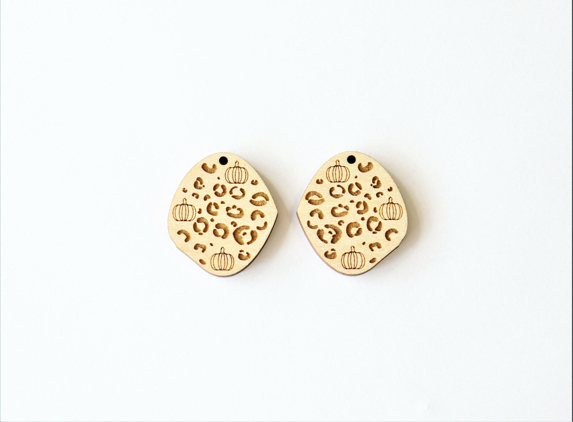 Pumpkin cheetah  earring blanks, wood blanks