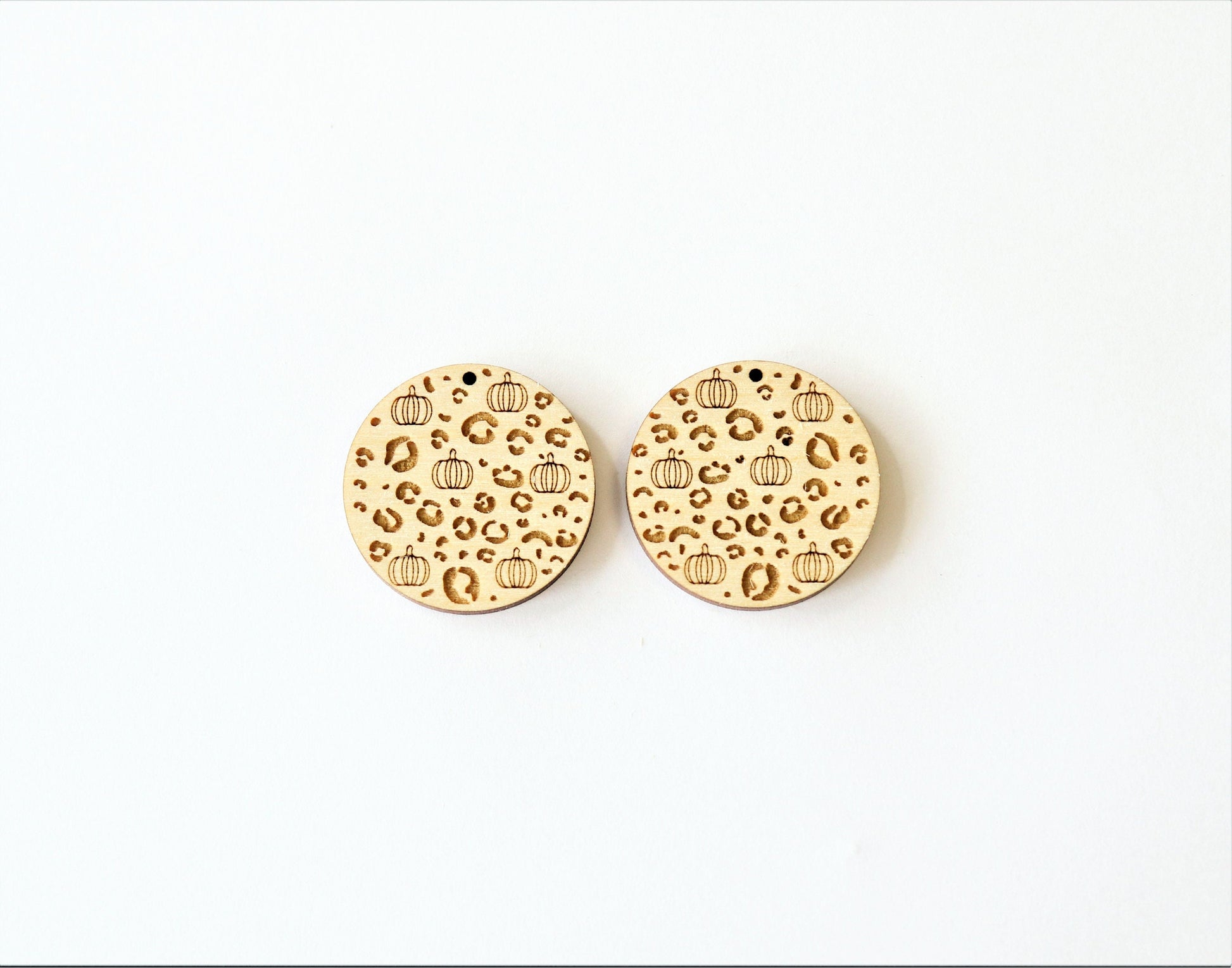 Pumpkin cheetah  earring blanks, wood blanks