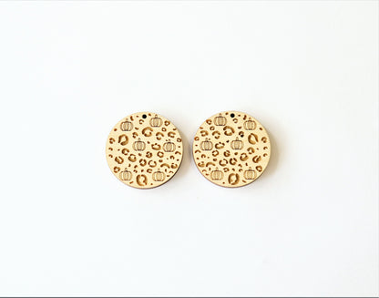 Pumpkin cheetah  earring blanks, wood blanks