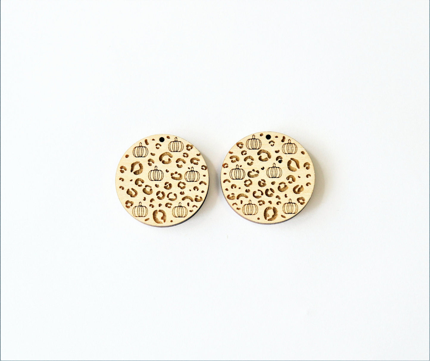 Pumpkin cheetah  earring blanks, wood blanks