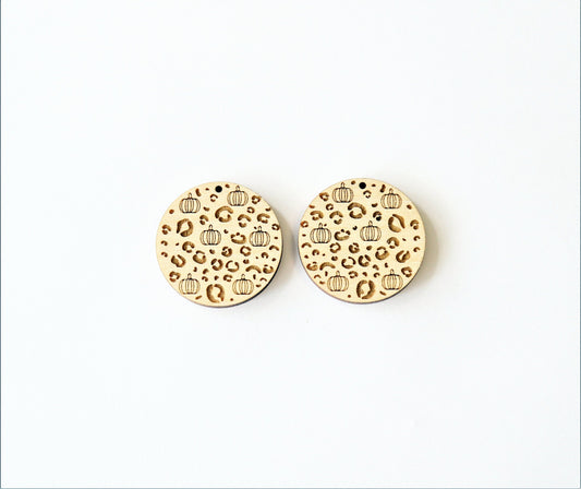 Pumpkin cheetah  earring blanks, wood blanks