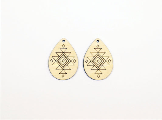 Teardrop wood earring blanks, DIY earrings, earring blanks, sold per set